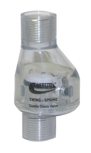 Valterra 200-C05F PVC Swing/Spring Combination Check Valve, Clear, 1/2