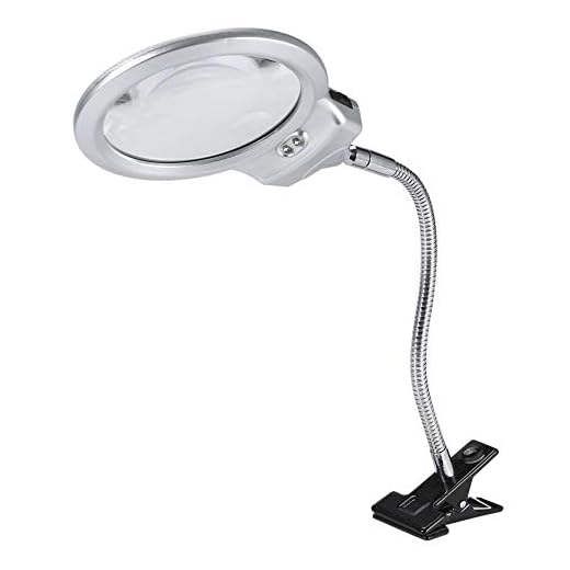 Klämma förstoringslampa, stor lins bordslampa upplyst förstoringsglas förstoringsglas med LED-ljus bordslampa stativ klämma för läsning hobbyer
