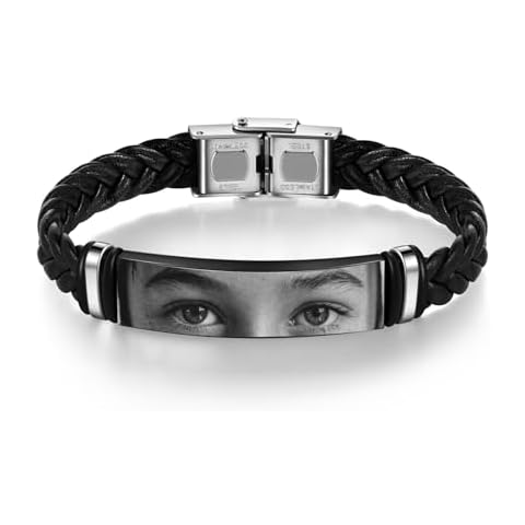 Nobelook Personalized Eyes Engraved Bracelet - Personalized Lover Eyes Photo Bracelet Custom Couples Photo Bracelets (Black) Cover