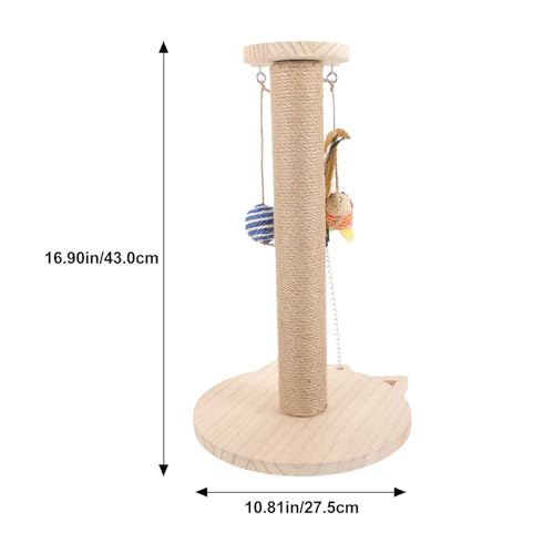 Rascador pequeño para gato con sisal natural y base de madera miniatura 2