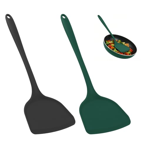 Grande Spatule Cuisine Silicone, 2 Pièces Maryse Résistante À La Chaleur, Longue Spatules Silicone Professionnel Antiadhésif, Monobloc Poignée...