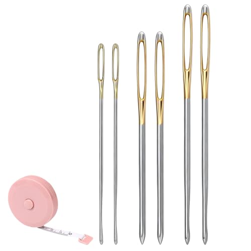 6 Pieces Blunt Steel Large-Eye Needles Darning Needles for Wool Wool Thick Hand Knitter Bodkin Needle Needles for Sewing Yarn Knitting Tapestry Darning or DIY Crafting