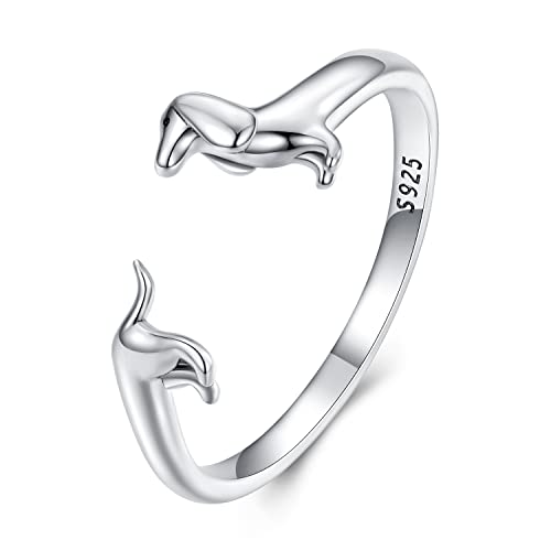 Bague chien teckel argent sertissage pavé pour sublimer vos tenues de bureau