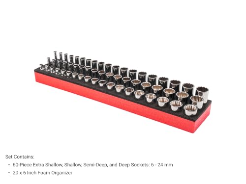 Image of TEKTON 3 /8 Inch Drive 12-Point Socket Set, 57-Piece | SHD91803