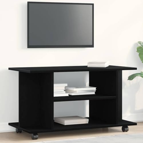 ZQQLVOO Meuble TV à roulettes - Aspect chêne noir - Meuble TV - Meuble multimédia pour bureau et chambre à coucher - 80 x 40 x 45 cm