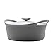 Zapiekanka żeliwna z pokrywką Obuuszna zastawa stołowa 3,5 l Wytrzymała powłoka emaliowana, ceramiczna indukcyjna i gazowa (kolor: szary) (szary)