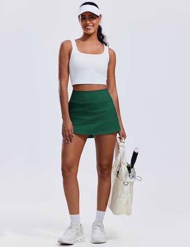 PINSPARK Pleated Tennis Skirts for Women with Short Pockets High Waisted Athletic Golf Skort Workout Pickleball Mini Skirt3