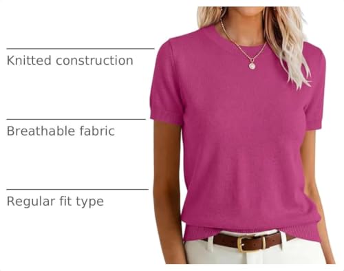 Image of ANRABESS Womens Short Sleeve Sweaters Wool Blend