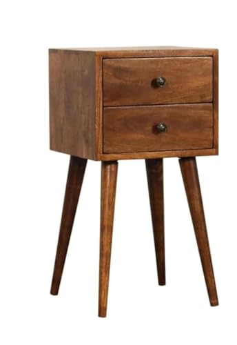 Image of IThree Modern Nightstand with Open Shelf, Single Drawer, Black Wood, Mid-Century Style Legs (Style 4)