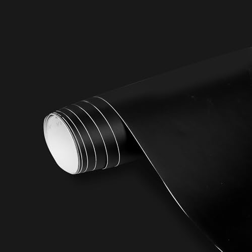 Image of Solid Black Wallpaper Thick Matte Black Contact Paper Decorative Peel and Stick Wallpape Self Adhesive Removable Wallpaper for Kitchen Cabinet Furniture Waterproof (61X122cm)