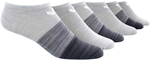 adidas Originals Women's Trefoil Superlite No Show Socks (6-Pair), White - Clear Onix Space Dye/Clear Onix - Grey Space D, Medium, (Shoe Size 5-10)