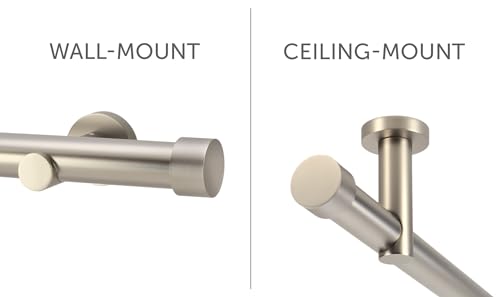 Ivilon Ceiling or Wall Mount Curtain Rod Brackets Holders for Curtain Rods of 7/8 and 1 Inch Diameter. Set of 2. Color Antique Black