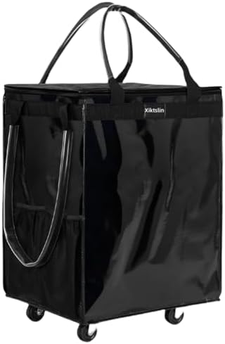 (Medium, Black) Reusable Grocery Bag on 4 Wheels, Foldable Rolling Tote Carries Up to 66lb Shopping Trolley, Rolling Bag with 3 Handles, Zipper Clouser Rolling Tote Bag with Wheels for Laundry (Medium, Black) Reusable Grocery Bag on 4 Wheels, Foldable Rolling Tote Carries Up to 66lb Shopping Trolley, Rolling Bag with 3 Handles, Zipper Clouser Rolling Tote Bag with Wheels for Laundry