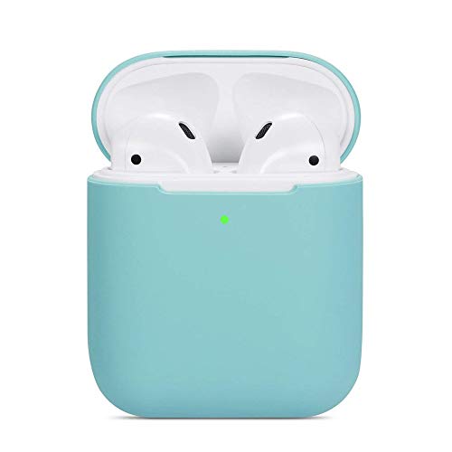 ZALU Compatible for AirPods Case, 0.8mm Ultra-Thin Version, Premium Protective Silicone Cover Skin for AirPods Charging Case 2 & 1 [Front LED Visible] [Wireless Rechargeable](Mint Green)