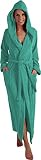 NATURA WALK Lange oder extra lange Damen und Herren Bademäntel aus 100% BIO Baumwolle mit Kapuze in 5 Farben, S bis XXXXL Farbe turkis 140 cm, Grösse L