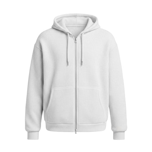 Image of Men's Women's Fleece Hooded Sweatshirt for Outdoor Running and Casual Wear, Soft Comfort Pullover with Warm Lining, Relaxed Fit for Everyday Activewear (White, L)