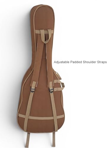 Image of The House of tara Cotton Canvas Fabric Acoustic Guitar Bag Cover for Men and Women | Modern Guitar Case | 100% Cotton Inner Lining | Adjustable Straps | Padded Protection | Zip Pocket | Khaki Brown