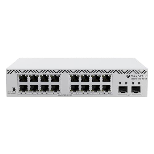 Image of MikroTik CSS318-16G-2S+in Managed Network Switch, 16 Gigabit Ethernet Ports, 2 SFP+ Ports