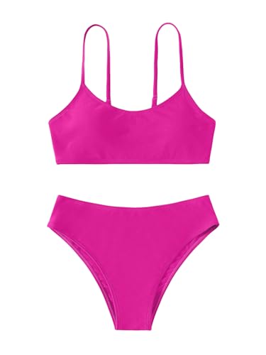 Image of SHENHE Girl's 2 Piece O Ring Bikini High Waisted Spaghetti Strap Cute Swimsuit Bathing Suit