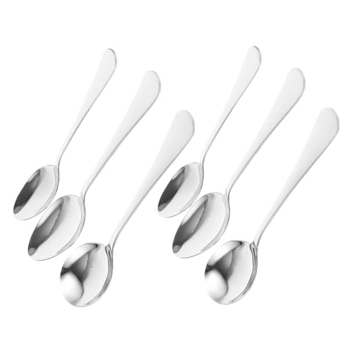 Cabilock 6Pcs Stainless Steel Soup Spoon and Household Food Spoons for Cooking and Serving Classic Design for Home and Restaurant Use
