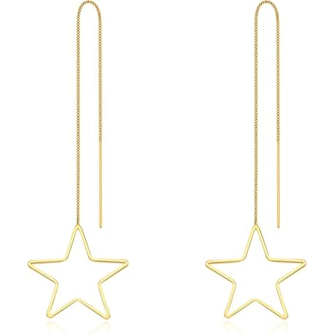 OZEL - Gold Chain Earrings for Women, 14K Gold Plated Drop Dangle Earrings, Long Threader Earrings for Birthday Gift (300668-2) Cover