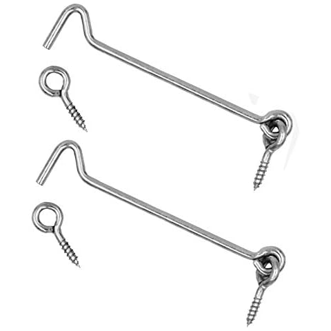 Wideskall 6" inch Heavy Duty Zinc Plated Wire Gate Hook and Eye Latch (Pack of 2) Cover