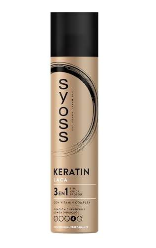 Syoss - Laca Keratin, 300 ml, 48 horas de fijación extrafuerte, Fortalece el cabello y aporta flexibilidad, No pegajosa, Cabello como recién salido de la peluquería