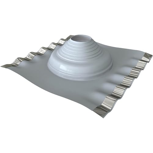 Dektite DF602 Low or High Profile R-Panel Roofing. EPDM Pipe Flashing for Deep Ribbed Roofing Profiles, Gray