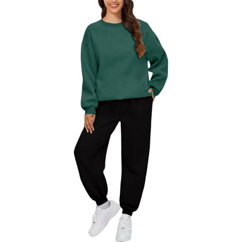 Completo Donna Sportivo Invernale Larghe Tuta 2 Pezzi Pullover Felpa Senza Cappuccio E Jogging Pantaloni Set Coordinati Abbigliamento Morbida Curvy Completino Da Casa Tute Palestra Fitness Sportivo