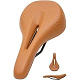 【雨水が染みこまない】【台湾製】SMRG 自転車 サドル 厚手 クッション 穴あき 【JIS規格】 ロードバイク クロスバイク 通気性 蒸れ対策 SR-VL (ライトブラウン)