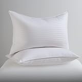 Hearth & Harbor Bed Pillows for Sleeping - Down Alternative Sleep Pillows Queen Size Set of 2-100% Cotton Pillow with Polyester Fiber Filling - Soft and Fluffy Pillow 20 x 28 Inches