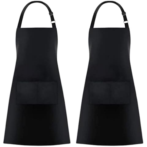Bebuz 2 Pack Unisex Adjustable Bib Apron with 2 Pockets Cooking Kitchen Chef Women Men Aprons for Home Kitchen, Restaurant, Coffee house (Black) Cover