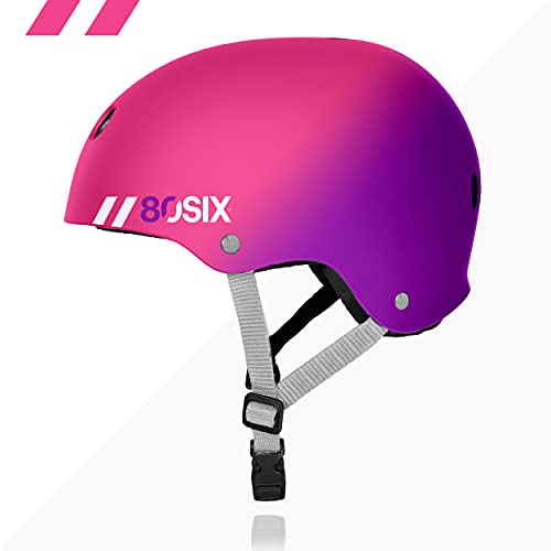 80Six Dual Certified Kids’ Bike, Skate, and Scooter Helmet, Pink Purple Fade, Small/Medium - Ages 8+