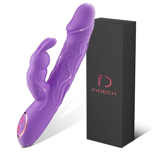 FIDECH Dildo mit Vibration für Frauen Realistischer Rabbit-Vibrator mit 2 Motoren & 10 Modi für G-Punkt und Klitoris-Stimulation, Sexspielzeug für Paare und Sie (Lila)