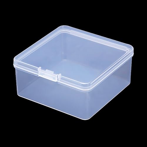Image of 12 Pieces Square Empty Mini Clear Plastic Storage Containers (3.62 x 3.62 x 1.5 inch) with Lids for Tiny Items and Other Craft Projects