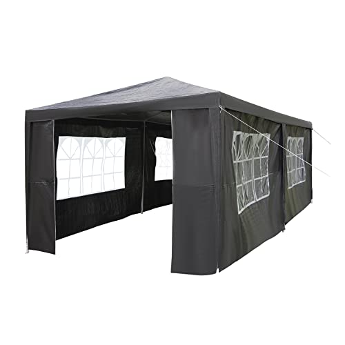 Gazebo 3x6m Gazebo with sides Waterproof Party Tent Marquee Awning with Powder Coated Steel Frame perfect for Parties Birthday Wedding Picnics Carport (Grey)