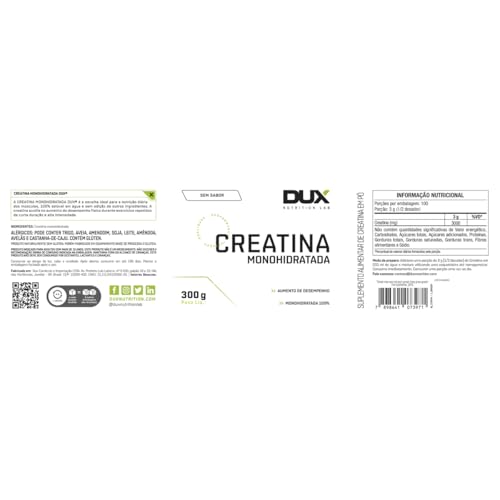 Kit 2 Creatina Monohidratada Dux Sem Sabor 300g