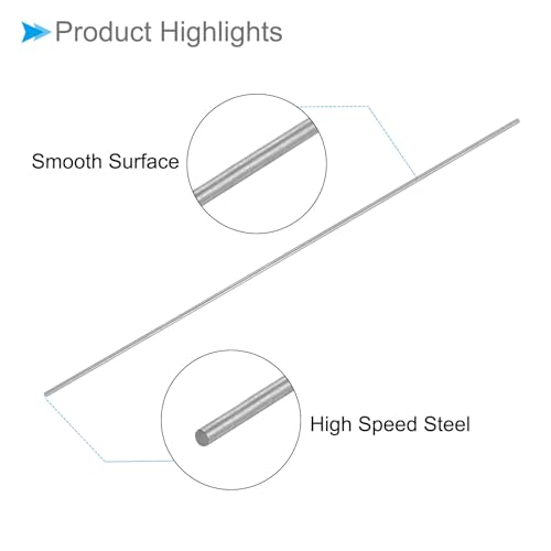 CoCud Runder Stahlstab, Durchmesser 0,5 mm, Länge 60 mm, Hochgeschwindigkeitsstahlstange für Bastelarbeiten DIY für Bohrmaschinen, Drehmaschinen, Langweilmaschinen，, 10 Stück