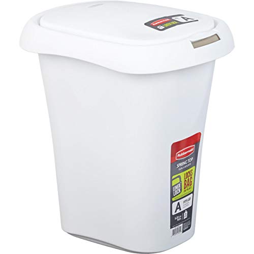 Rubbermaid 21 Qt White Wastebasket with Lid - 1 Each