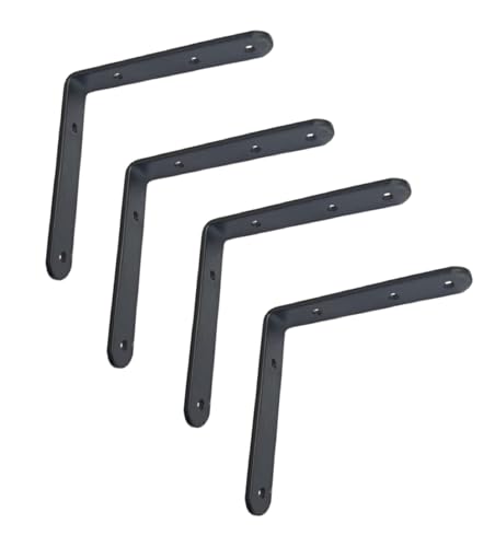 Image of Q1 Beads 4 Pack Metal 4 x 4 inches Heavy Duty 30 Kgs. Load Capacity L Clamp Angle Bracket Floating Shelf Bracket for Wall Shelf,Rack, Home,Shop, Showroom (4 x 4 Inches, Black Powder Coated)