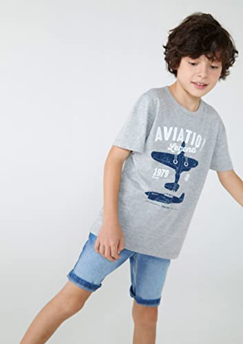 Camiseta Infantil Menino Manga Curta Com Estampa Cinza Médio 012