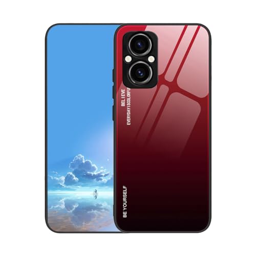 UPLAI Funda para Realme C67 4G, Ultra Delgado Degradado de Color Vidrio Templado Antigolpes Carcasa, Silicona TPU Suave Elegante Estuche Caso.Negro Rojo