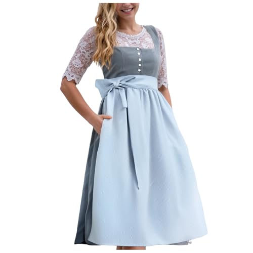 Vestido tirolés tradicional de mezcla de algodón para mujer y traje de Oktoberfest