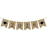 SWYOUN 2026 Burlap Graduation Party Banner Classroom Decoration Grad Party Supplies