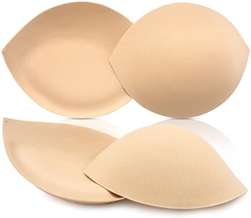 Bra Pads Inserts Breast Enhancers - 2 Pairs Push up Swimsuit Pads to Add 1-2 Cups Size Fits C Cup| Removable Bra Insert & Comfy Padding for Sport Bra Bikini Bathing Suits
