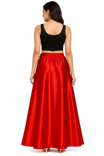 Image of OFEEFAN Women's Satin Saree Petticoat, Soft Satin Saree Underskirt, Free Size with Adjustable Drawstring