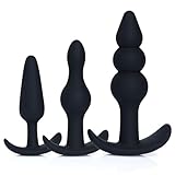 3pcs Analplug Silikon Anal Plug BDSM Anal Sex Spielzeug Sexspielzeug Buttplug Butt Plug für Frauen Männer Paare Anfanger (schwarz)