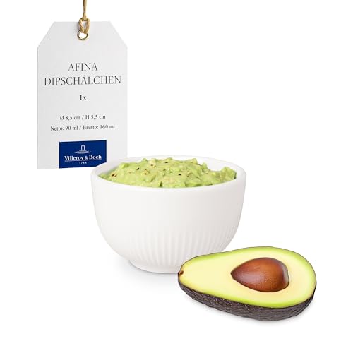 Villeroy & Boch Afina Collection Small Dip Bowl, Premium Porcelain, Made in Germany, Dishwasher and Microwave Safe, 3 oz Capacity, 3.25 x 3.25 x 2.25 in, Stackable, Rich, Creamy White by Villeroy & Boch - Used condition - US$11.35