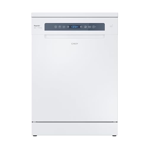 Candy Rapido' CF 4E4F0W, Lavavajillas 60 CM, 14 Servicios, Digital, Wi-Fi, 8 ciclos, Especial 35´, Altura Cesto Superior Ajustable, 44DB, Indicador Sal, Maxi - Ladle, Inicio Diferido 23h, Blanco