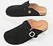 Genuine Suede Leather Clogs for Womens Mens Slip on Mules Antislip Cork Sandals with Arch Support Black